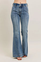 High-Waist Flare Denim Jeans with Front Seam With Plus Size Judy Blue MD 0(24)